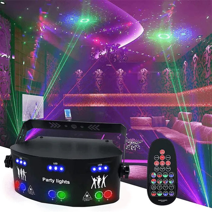 RGB Disco Laser Light with 21 Holes - 4 in 1 Multi-Function Lighting System by Blayn