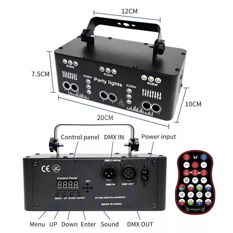 RGB Disco Laser Light with 21 Holes - 4 in 1 Multi-Function Lighting System by Blayn