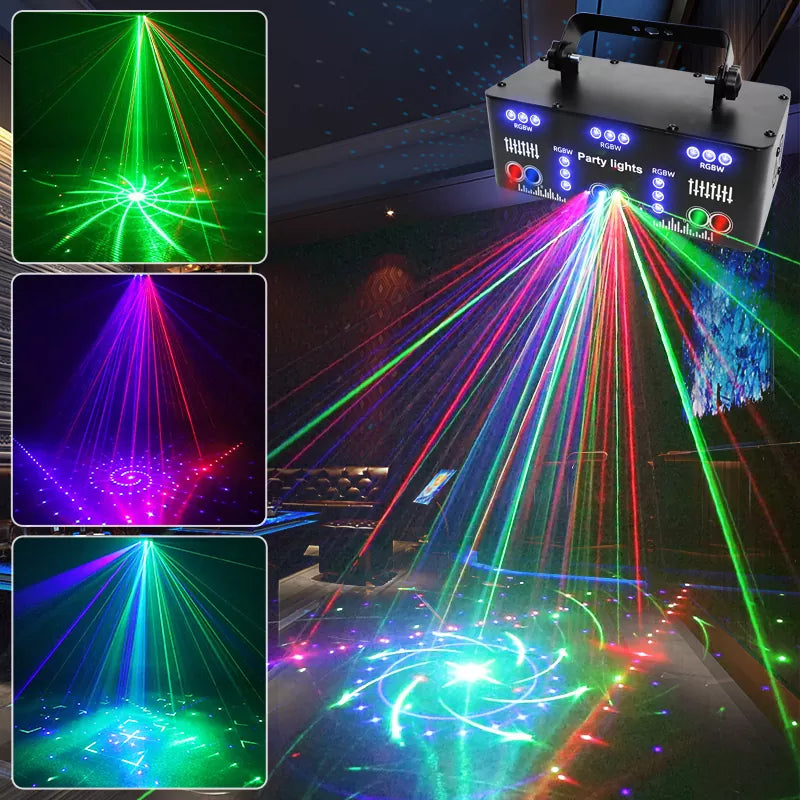 RGB Disco Laser Light with 21 Holes - 4 in 1 Multi-Function Lighting System by Blayn