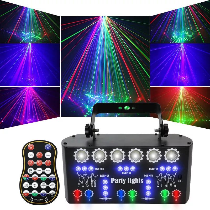 RGB Disco Laser Light with 21 Holes - 4 in 1 Multi-Function Lighting System by Blayn