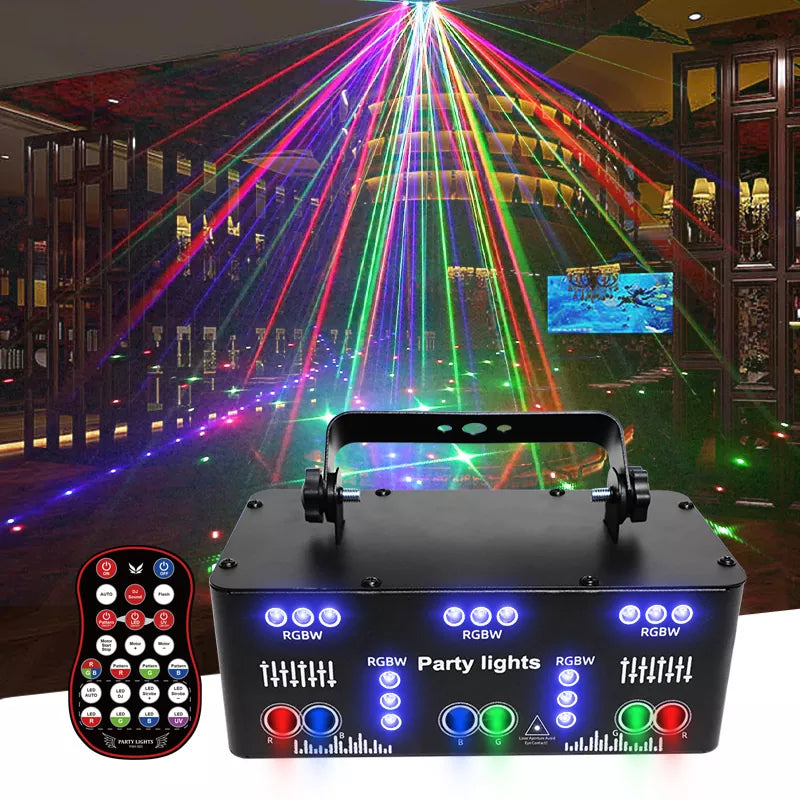 RGB Disco Laser Light with 21 Holes - 4 in 1 Multi-Function Lighting System by Blayn